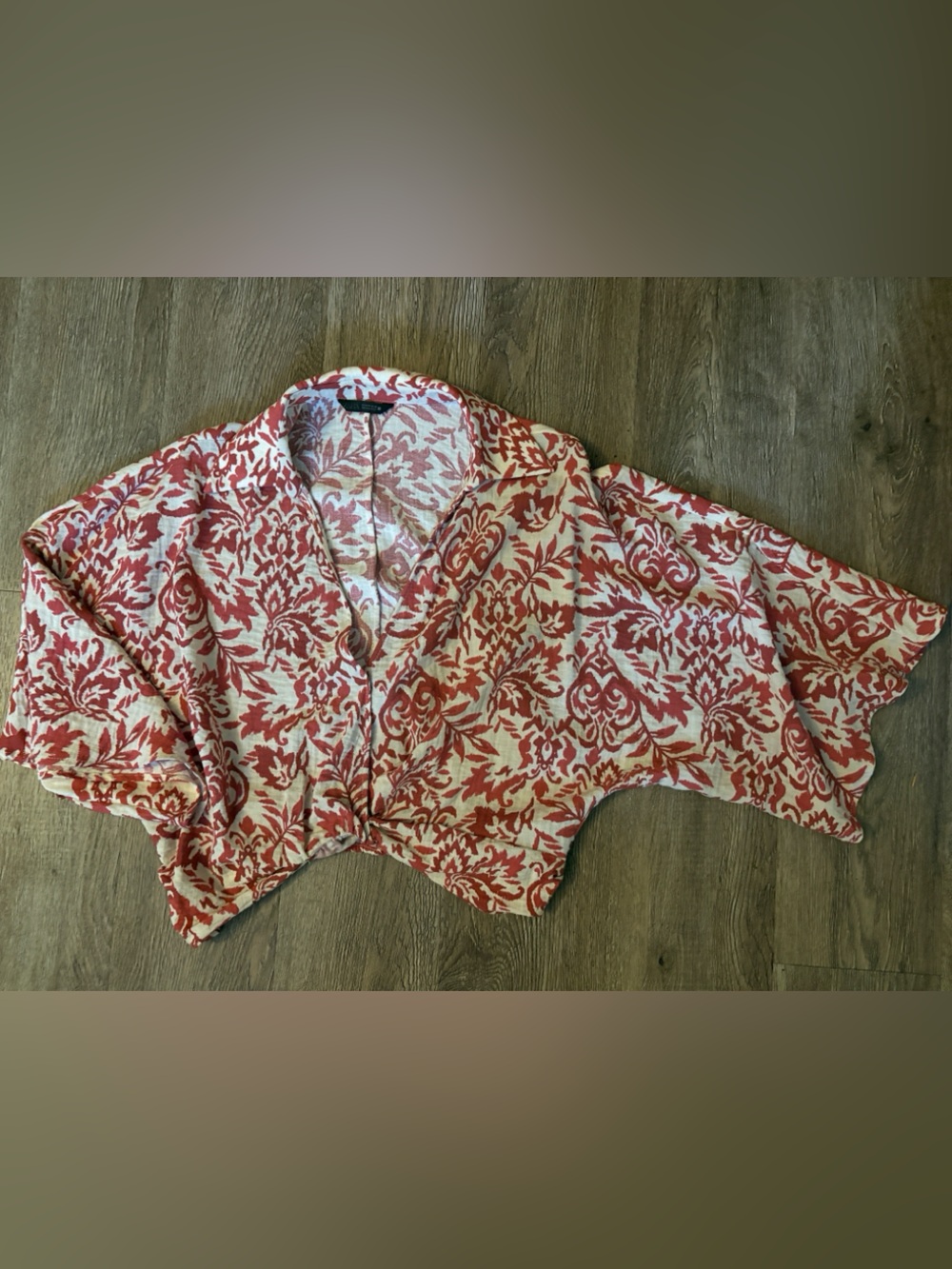 Zara Red Floral Cropped Kimono top - Women